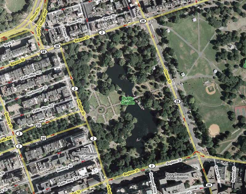 Boston Public Garden Map with Picture